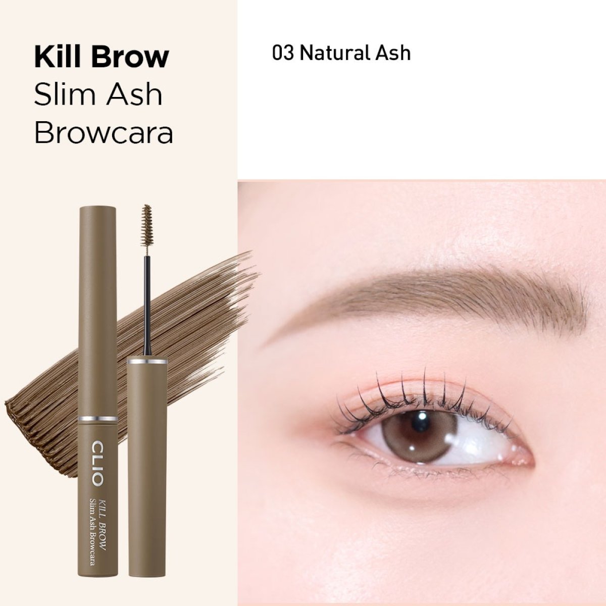 Mascara Long May Clio Kill Brow Slim Ash Browcara 3g 03 Natural Ash